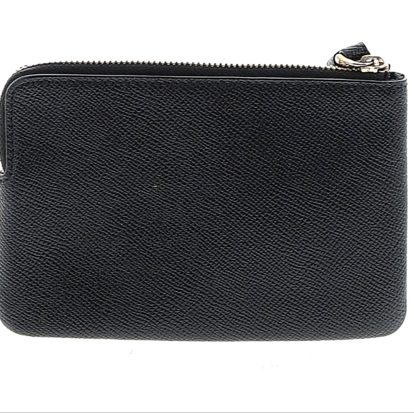 Coach Crossgrain Leather Corner Zip Wristlet - Black, 6.25" L, 4" H, 0.5" D - Picture 2 of 5